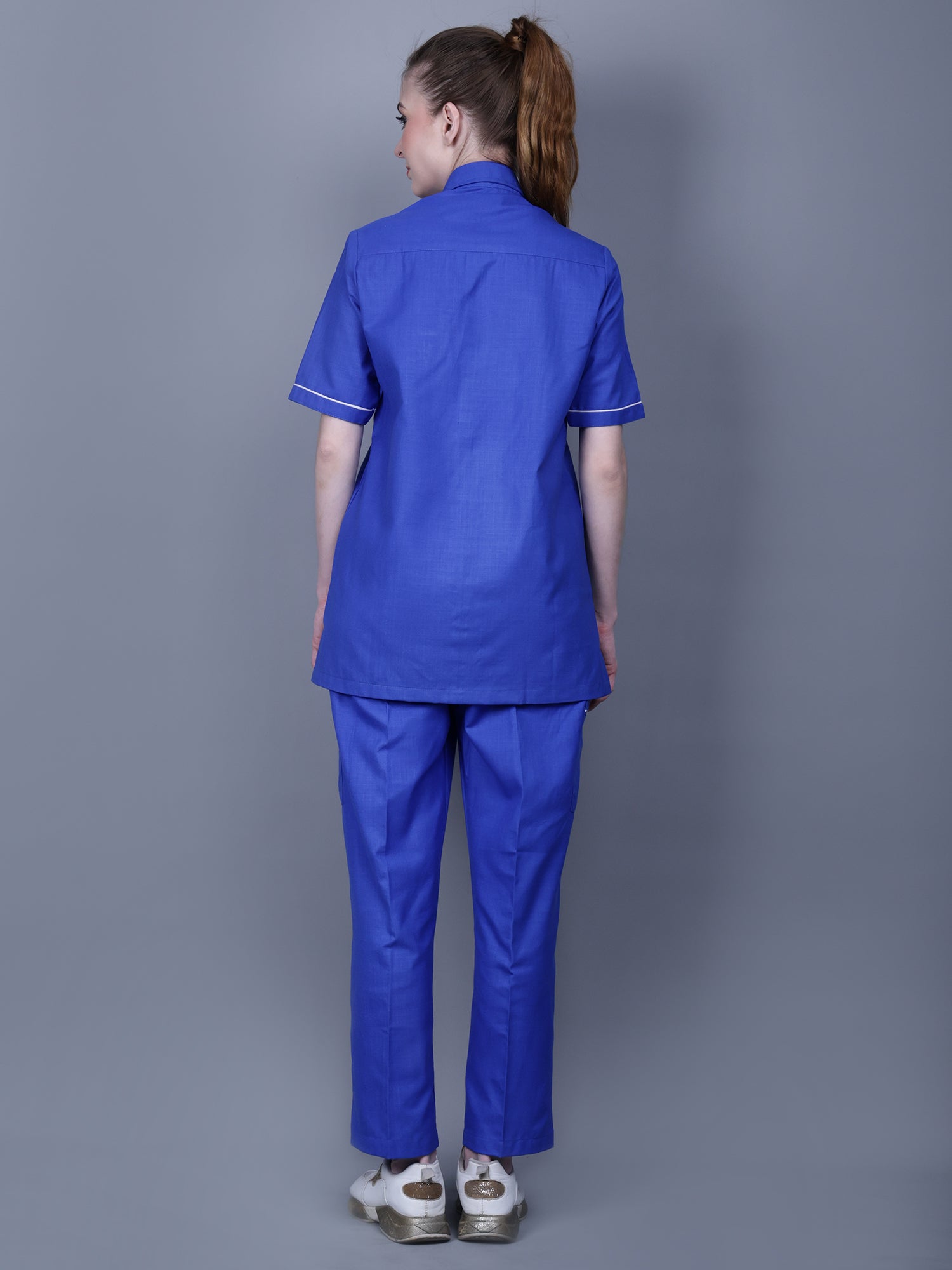 Medical Unisex Shirt Collar Neck With Piping Details Scrub Suit