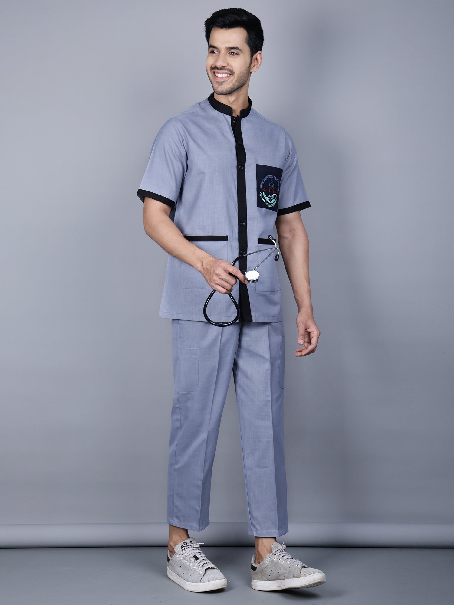 Medical Unisex Chinese Collar (Grey) Active Scrub