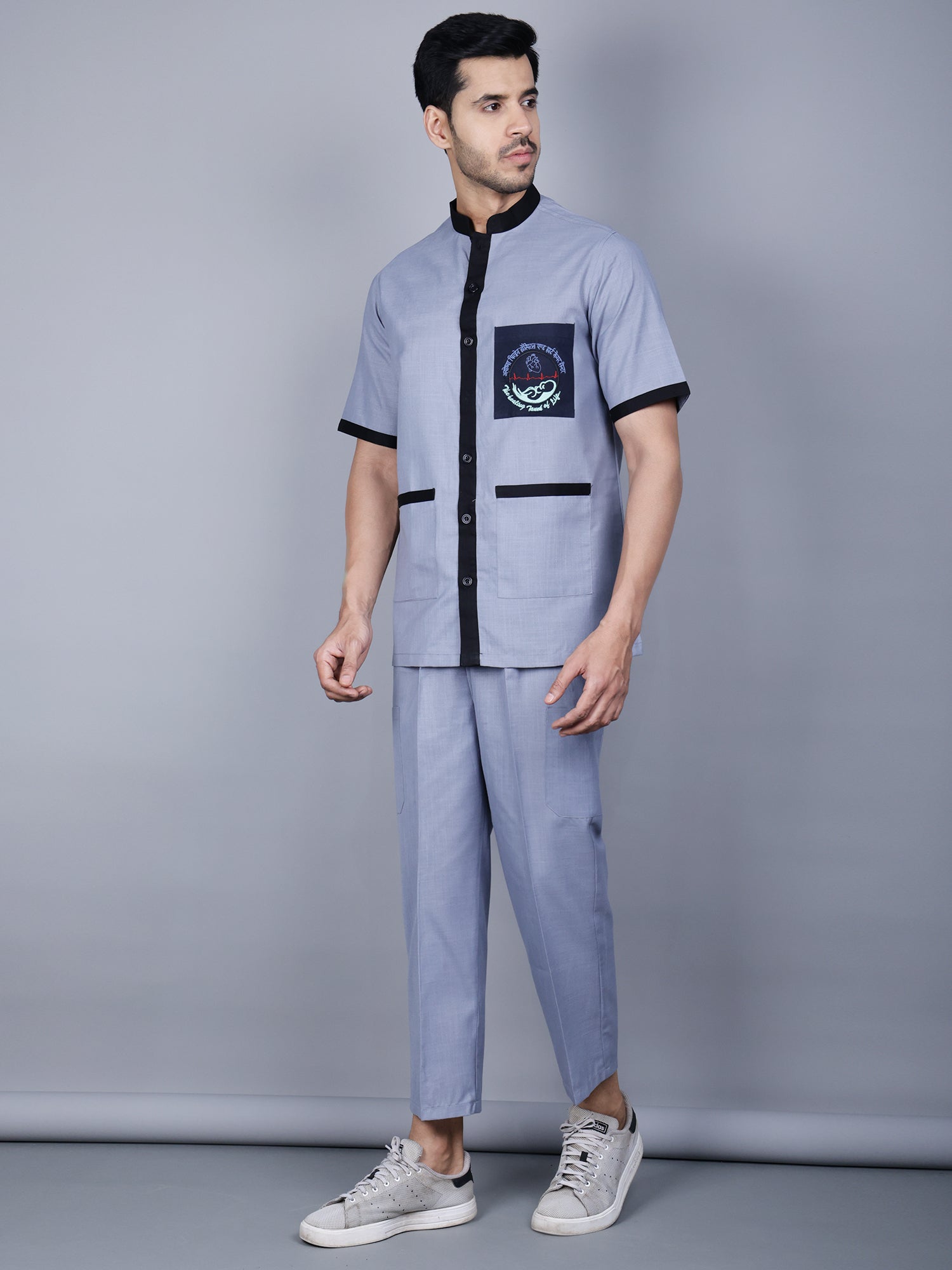 Medical Unisex Chinese Collar (Grey) Active Scrub