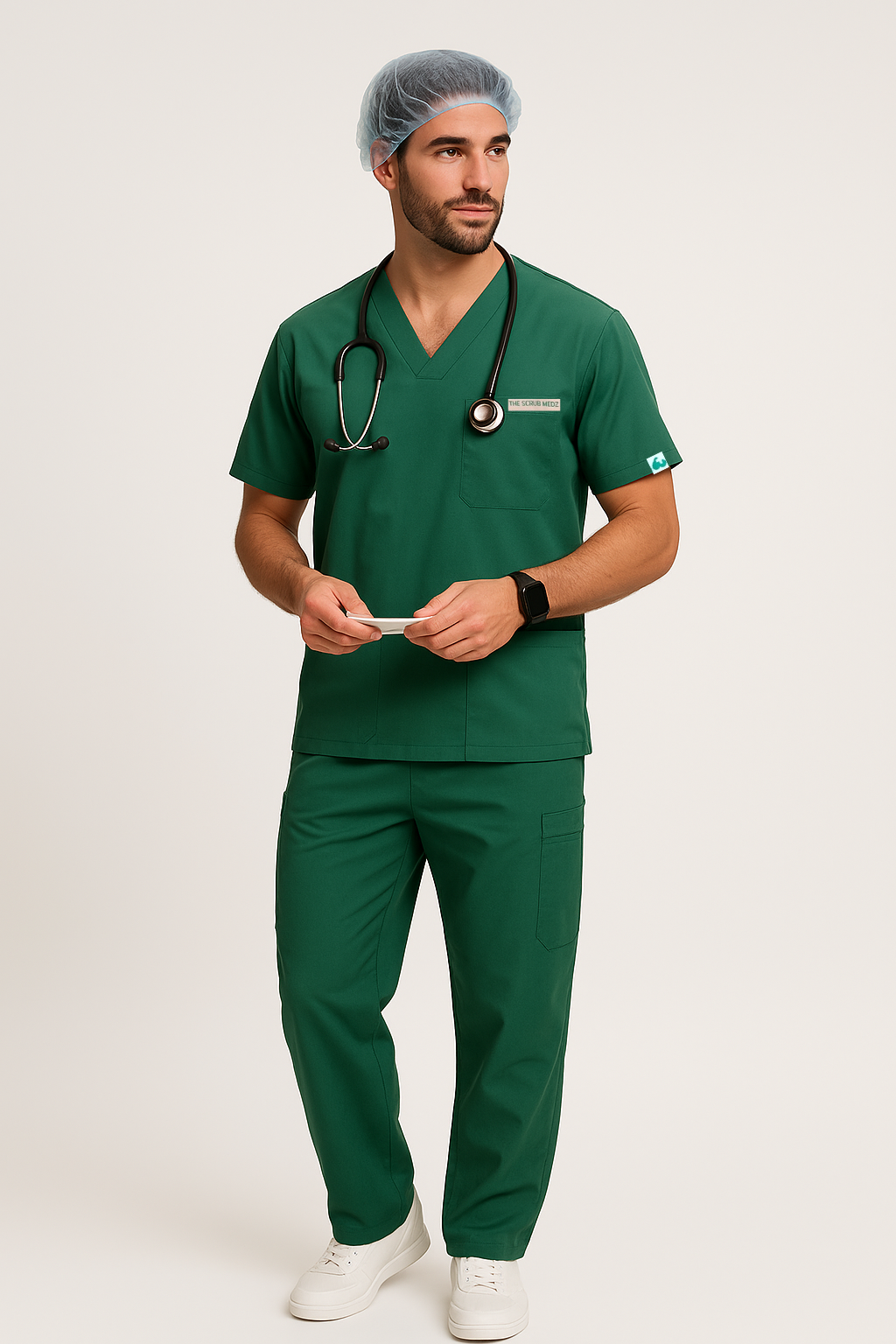 Prestige 4 Pocket V Neck (Green) Active Scrub