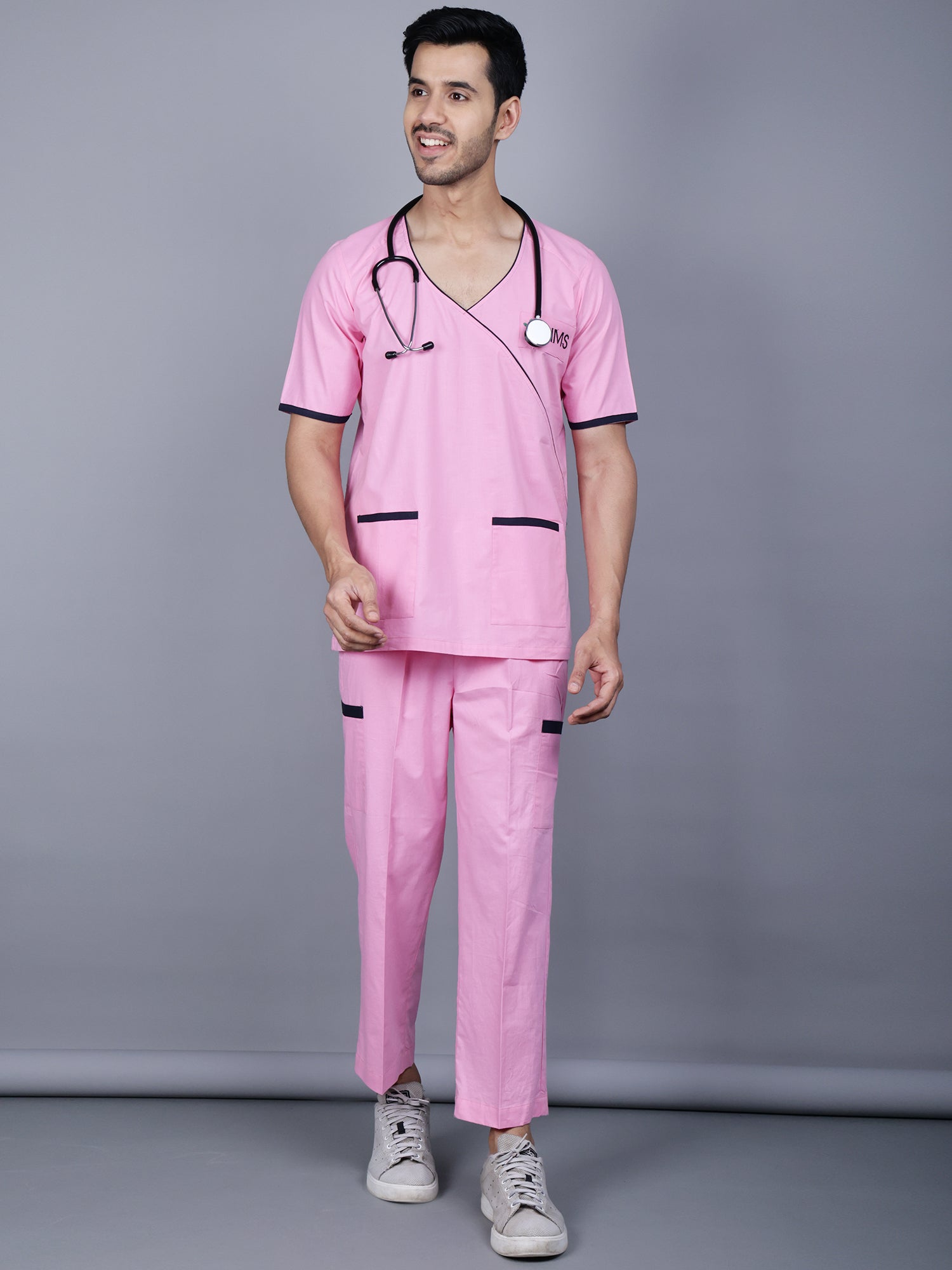 Medical Unisex Overlap V-Neck (Pink) Active Scrub