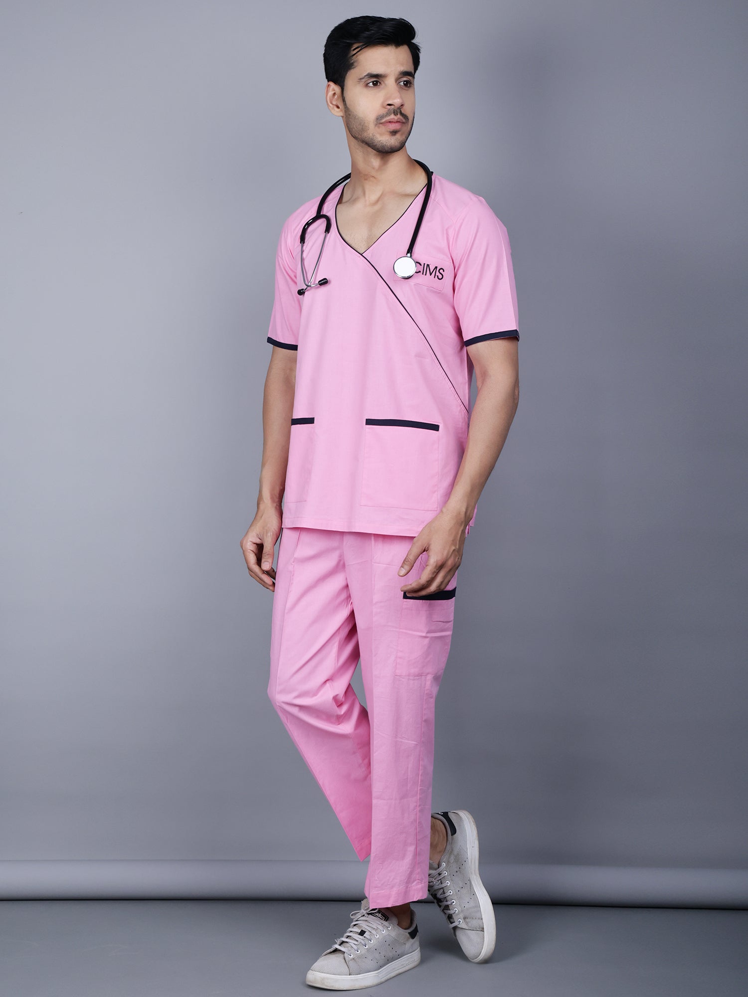 Medical Unisex Overlap V-Neck (Pink) Active Scrub