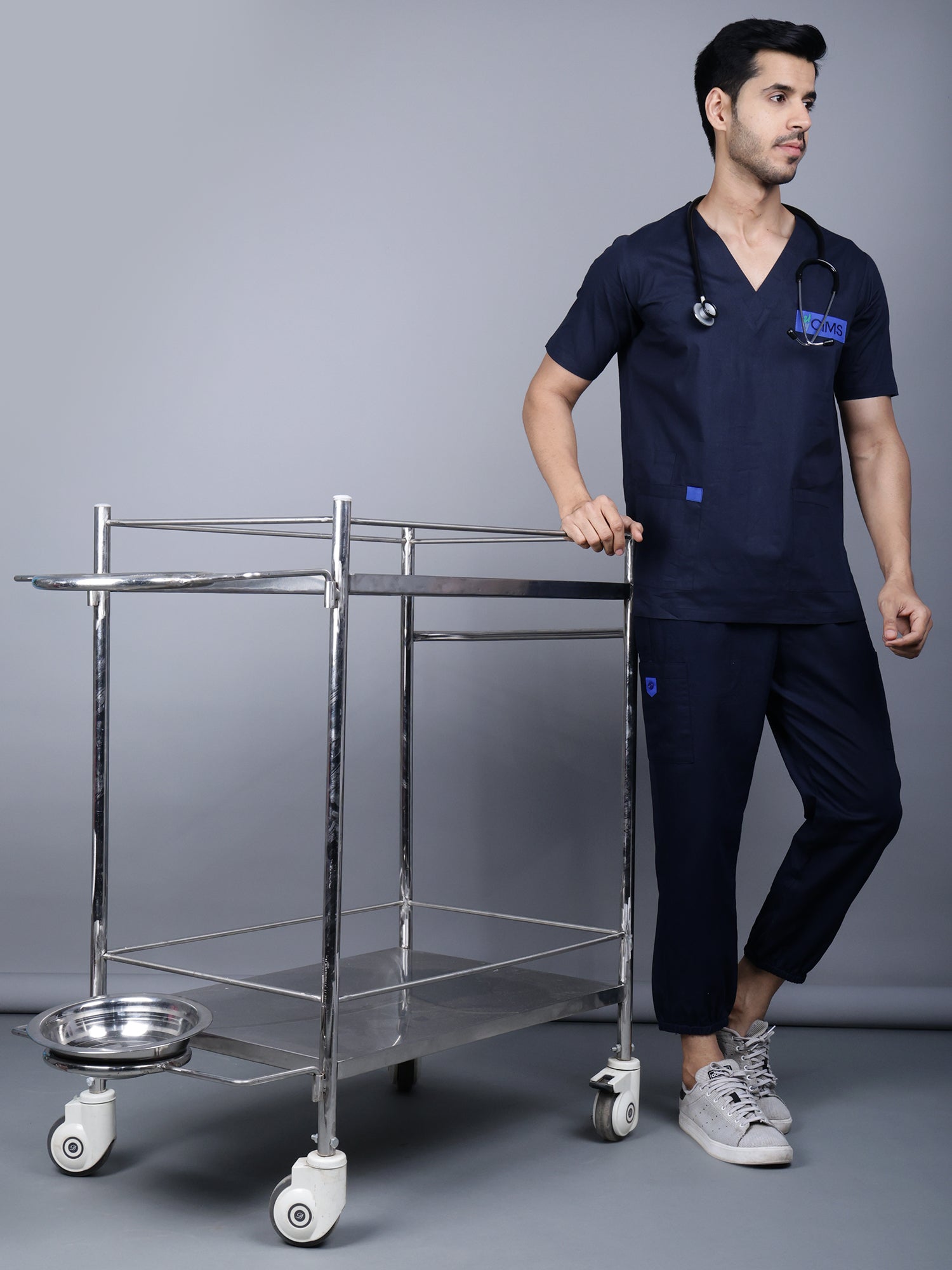 Medical Unisex V- Neck (Navy Blue) Active Scrub