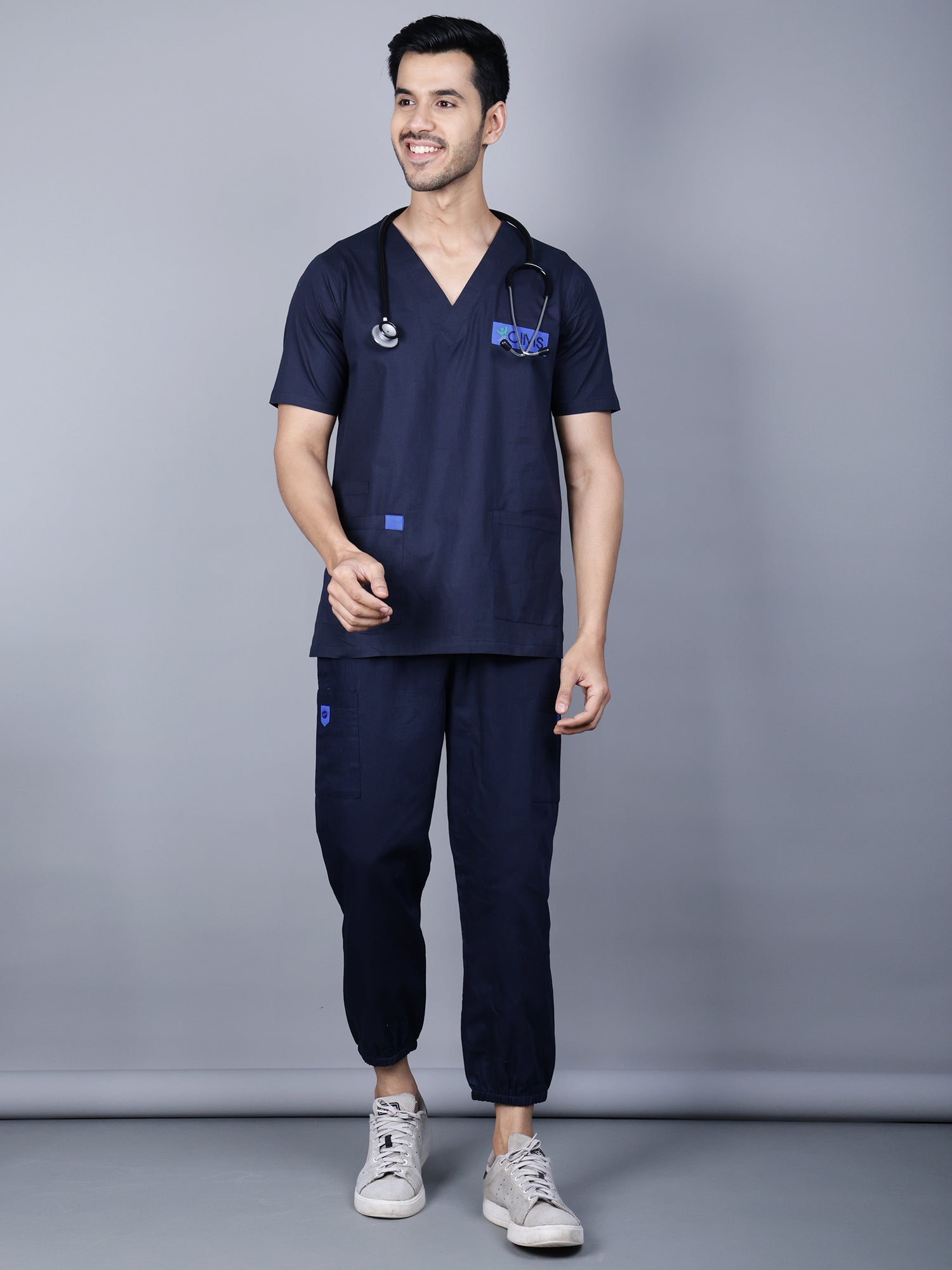 Medical Unisex V- Neck (Navy Blue) Active Scrub