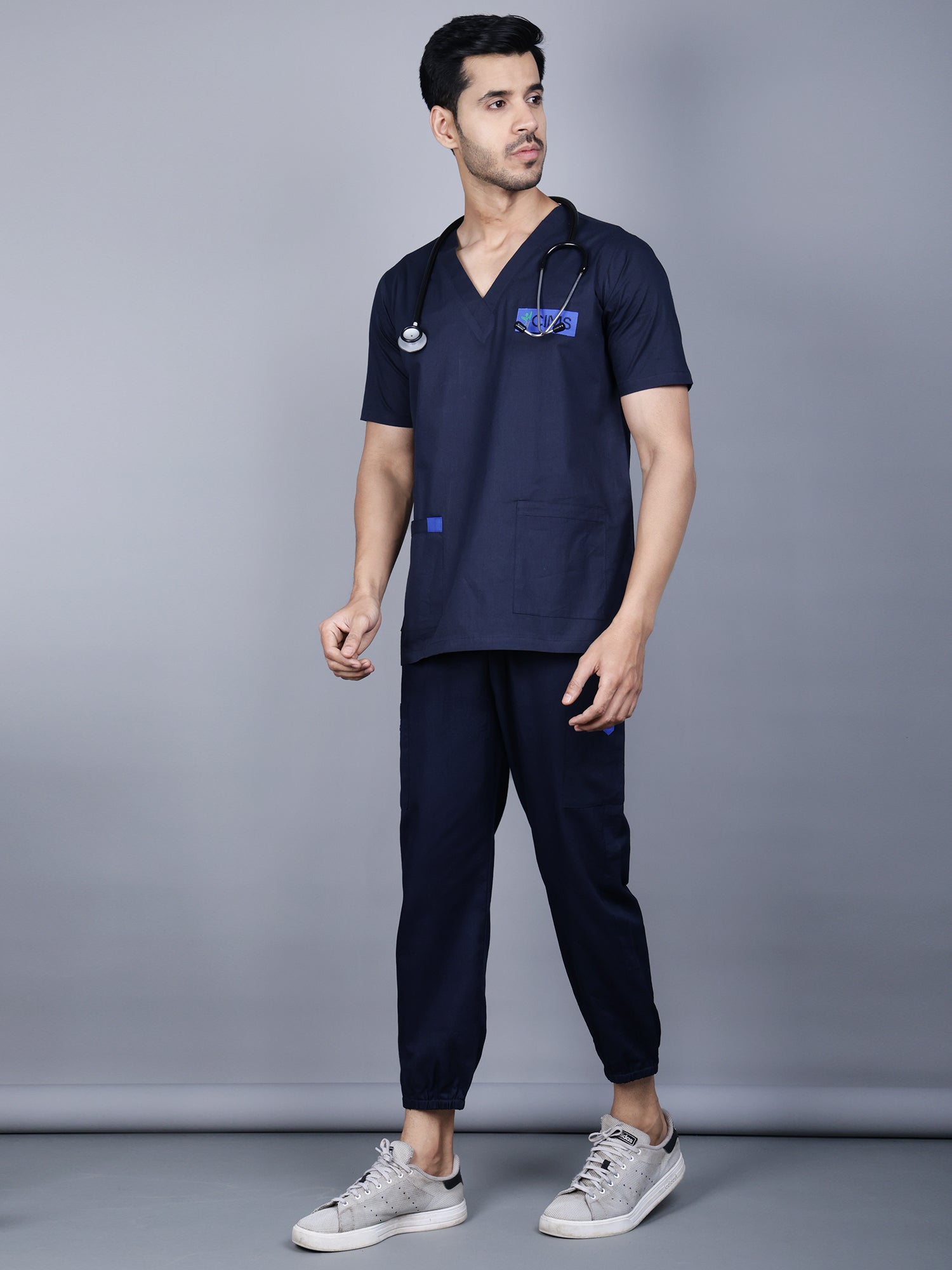 Medical Unisex V- Neck (Navy Blue) Active Scrub