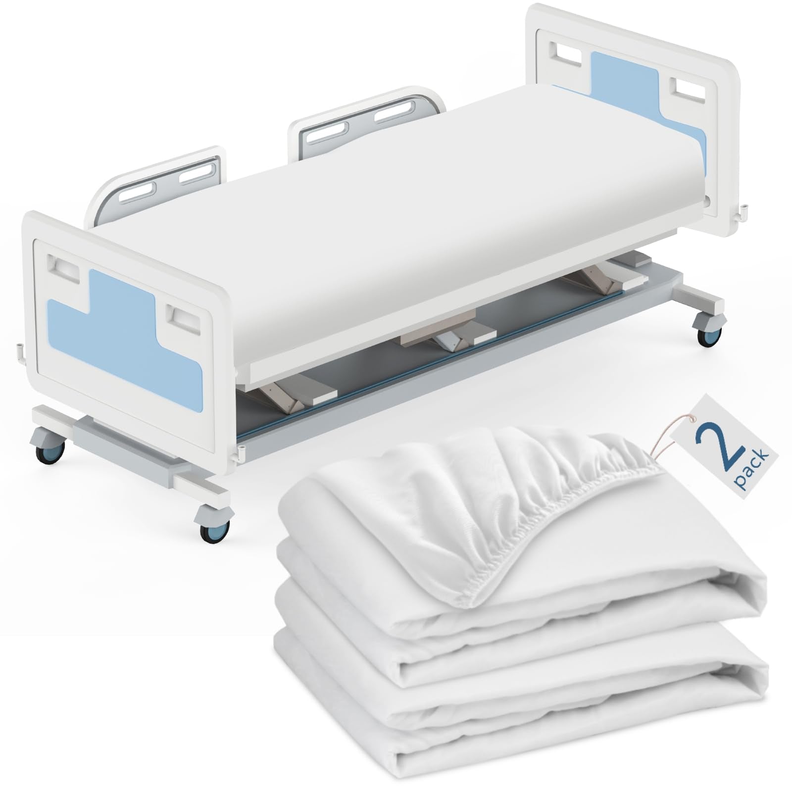 Hospital Bed Fitted Sheets for Home & Hospital Care Beds With Pillow Cover