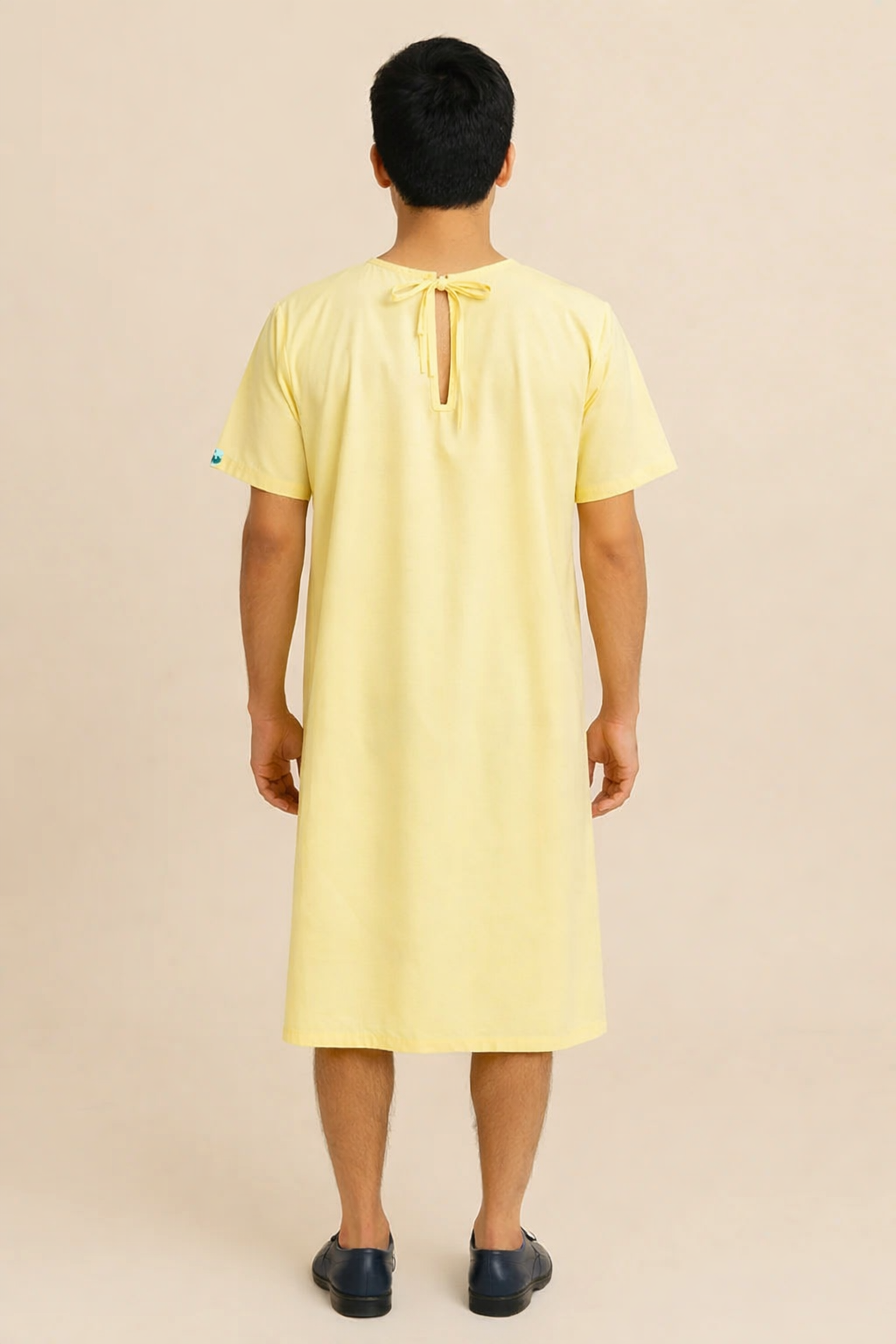 YELLOW ROUND NECK PATIENT DRESS FOR MEN