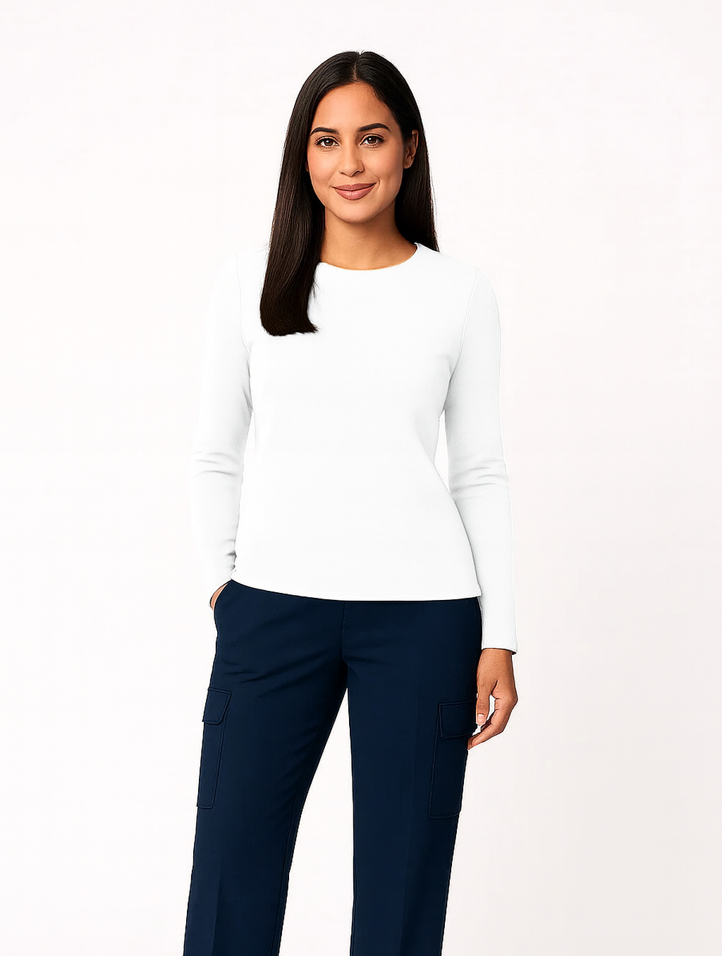 Cotton Spandex White Under Scrub for Women