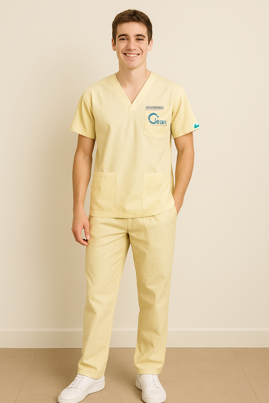 PRESTIGE 4 POCKET V NECK (YELLOW) ACTIVE SCRUB