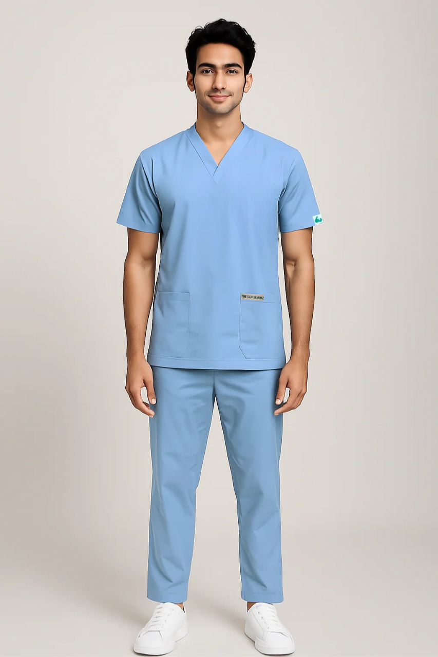 PRESTIGE 4 POCKET V NECK (SKY BLUE) ACTIVE SCRUB
