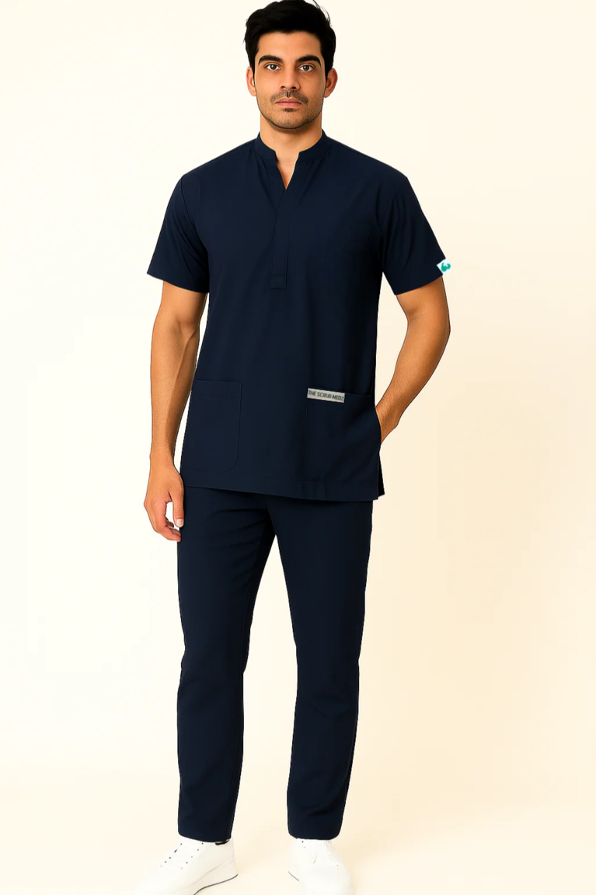 PRESTIGE 4 POCKET MANDARIN (NAVY BLUE) MEN SCRUB