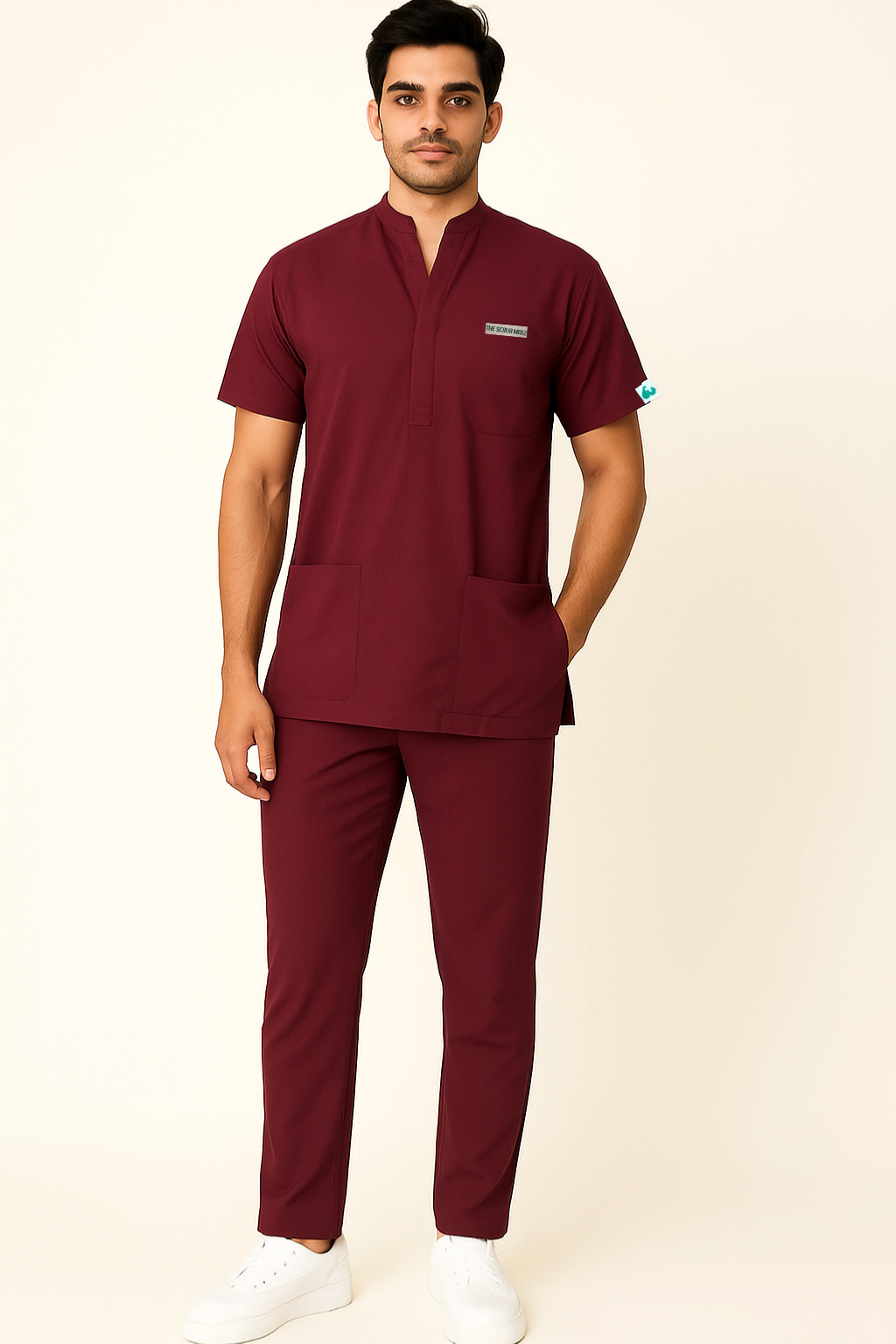 PRESTIGE 4 POCKET MANDARIN (MAROON) MEN SCRUB