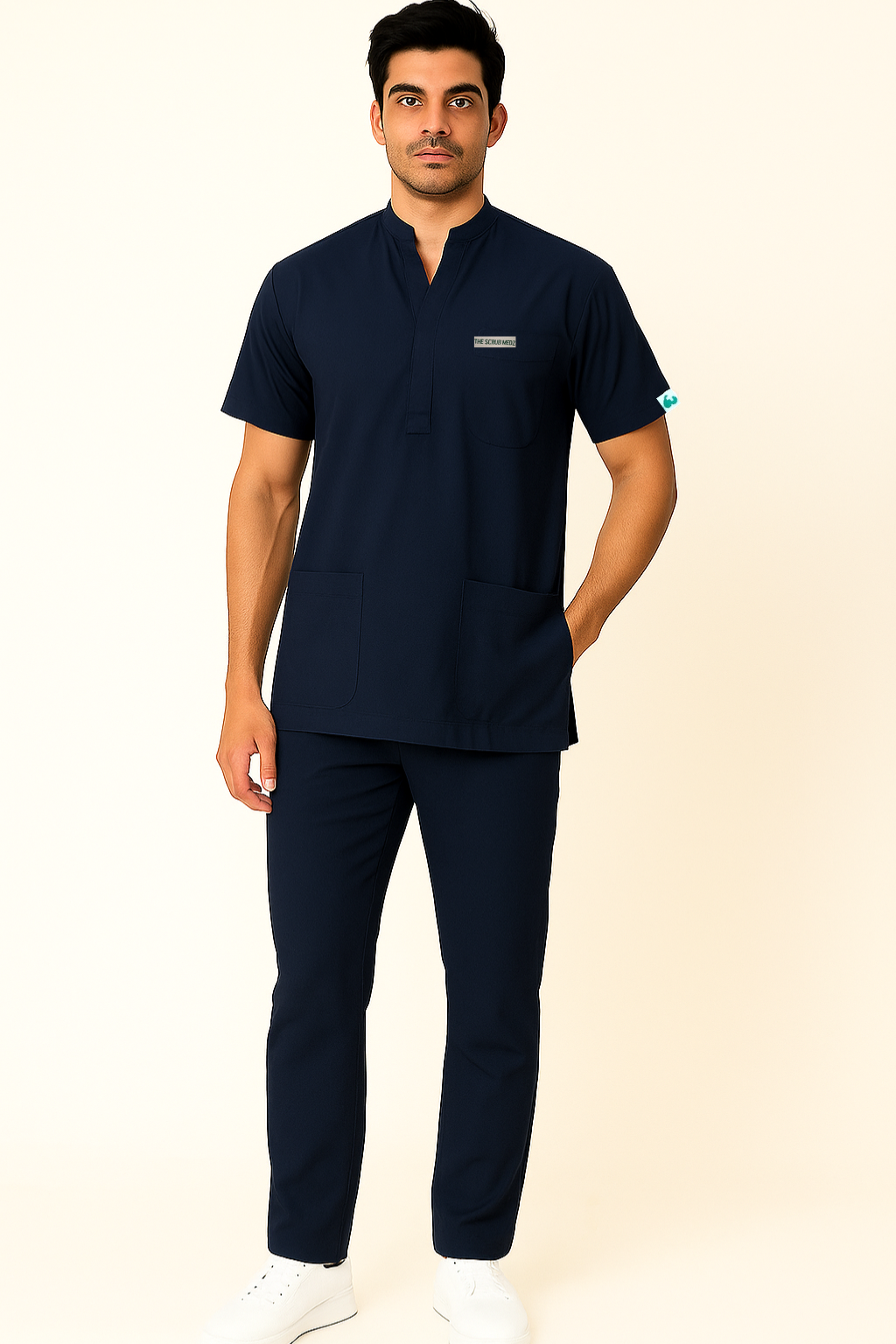 PRESTIGE 4 POCKET MANDARIN (NAVY BLUE) MEN SCRUB