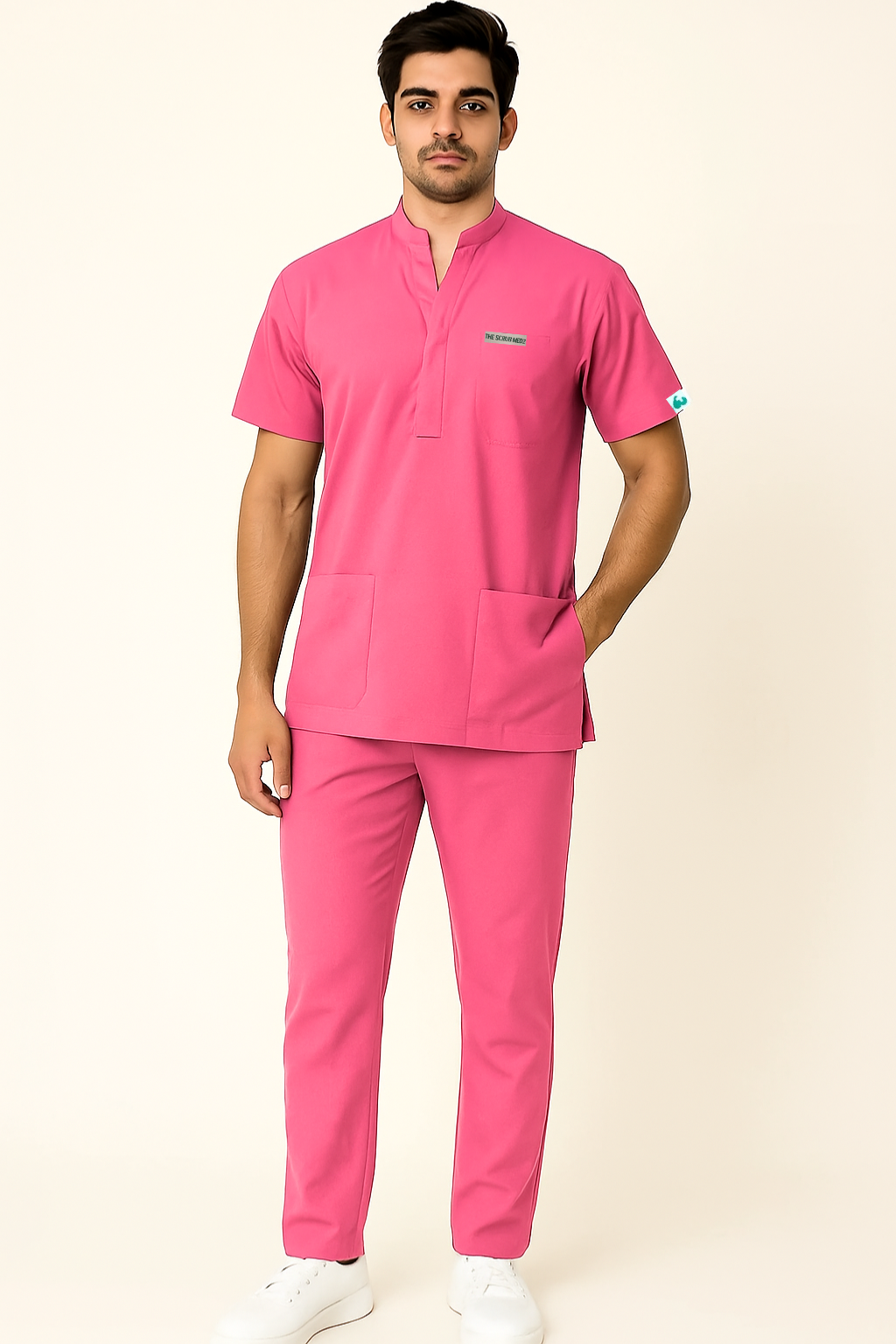 PRESTIGE 4 POCKET MANDARIN (PINK) MEN SCRUB