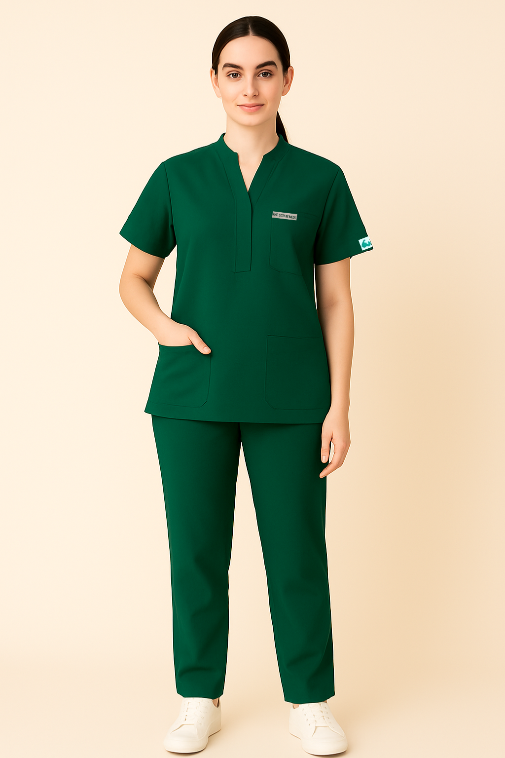 PRESTIGE 4 POCKET MANDARIN (GREEN) WOMEN SCRUB