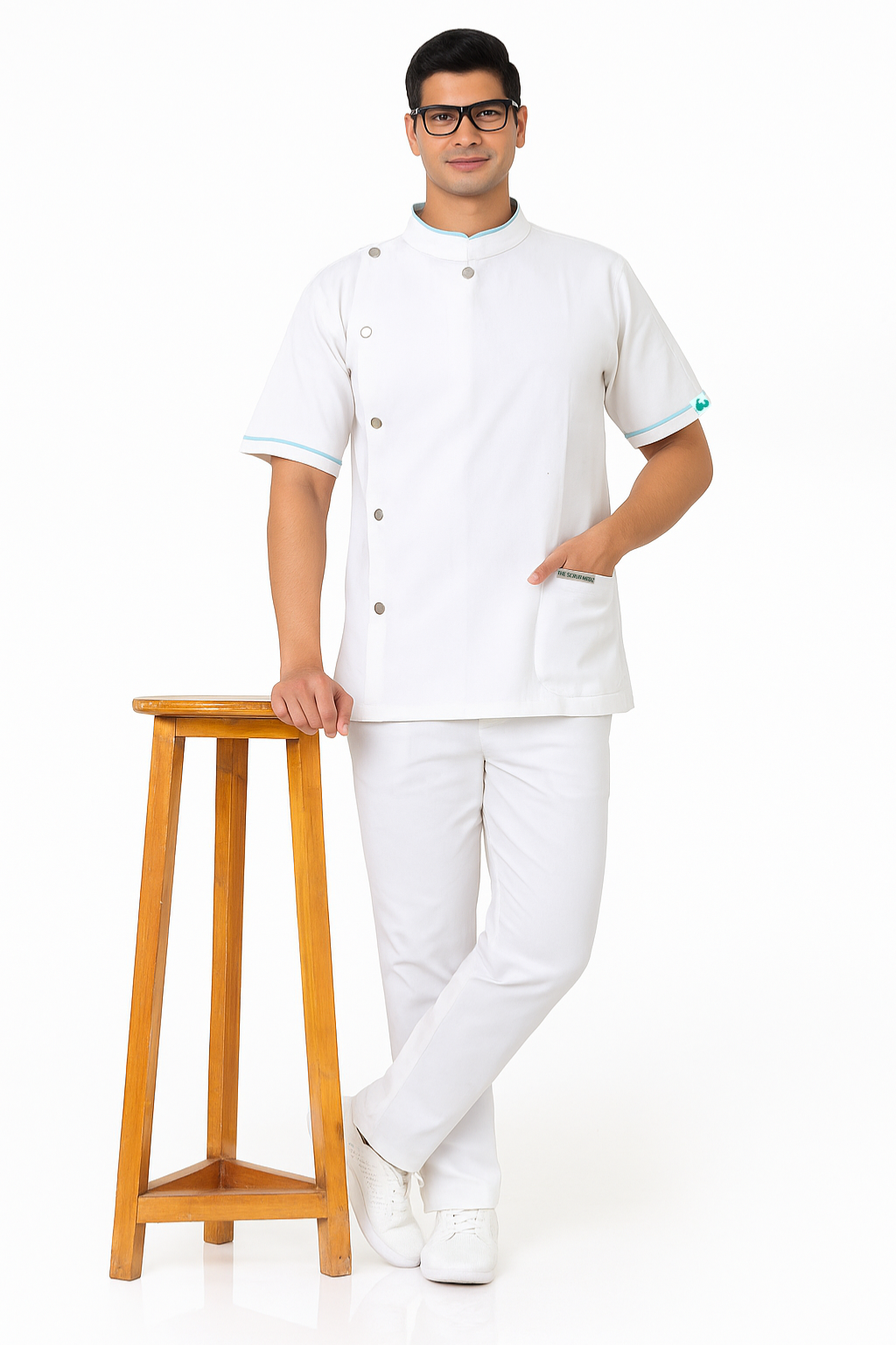 TSM White Doctor Lab Coat with Blue Lining