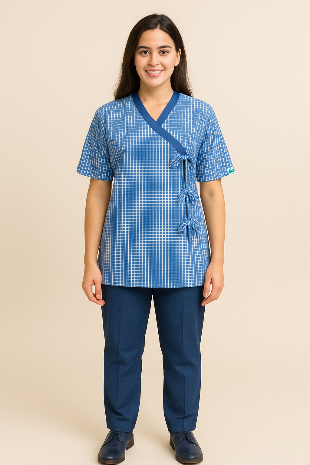 Blue V Neck Patient Dress For Men