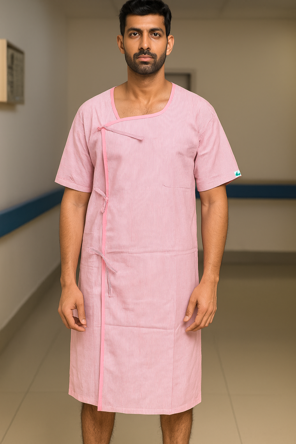TSM Pink V Neck Patient Dress For Men