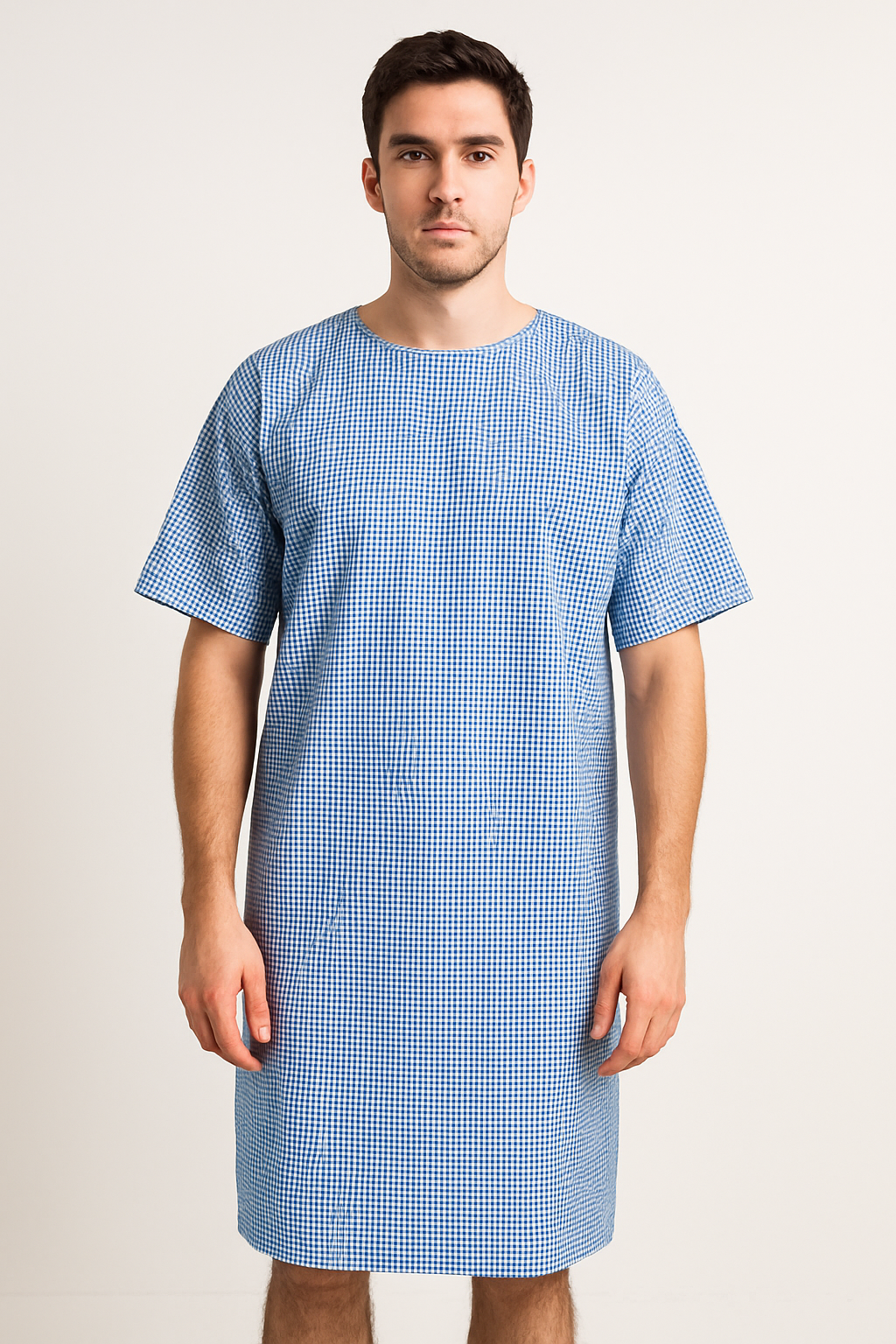 TSM Blue Round Neck Patient Dress For Men