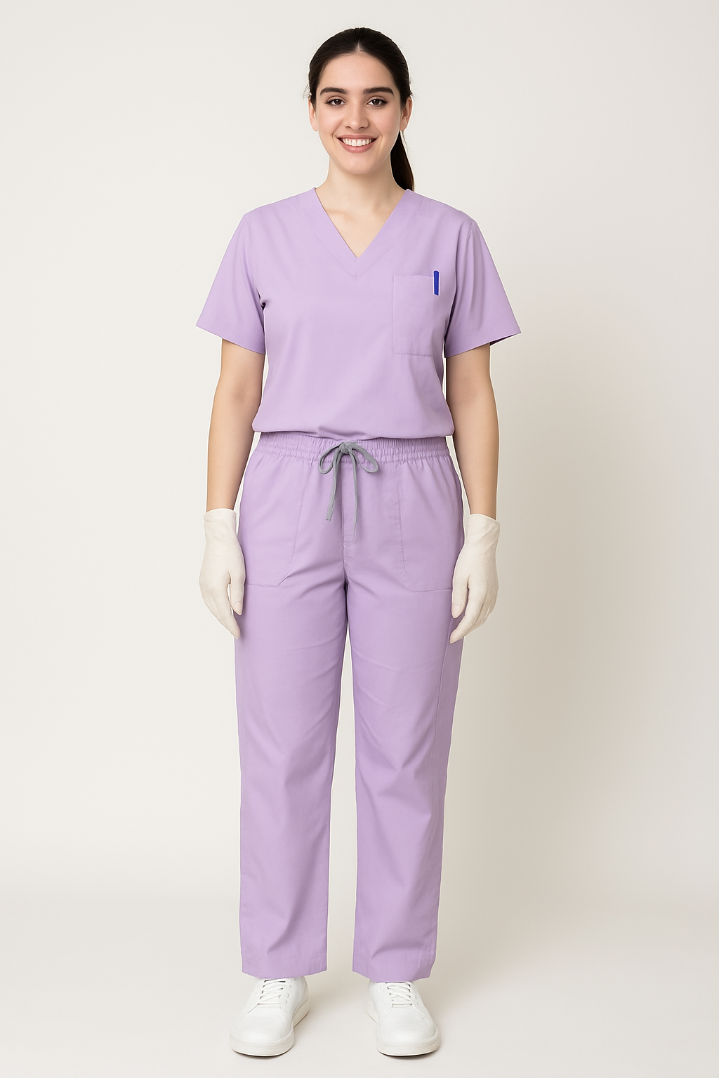 TSM ELITE 6 POCKET V NECK (PURPLE) WOMEN SCRUB